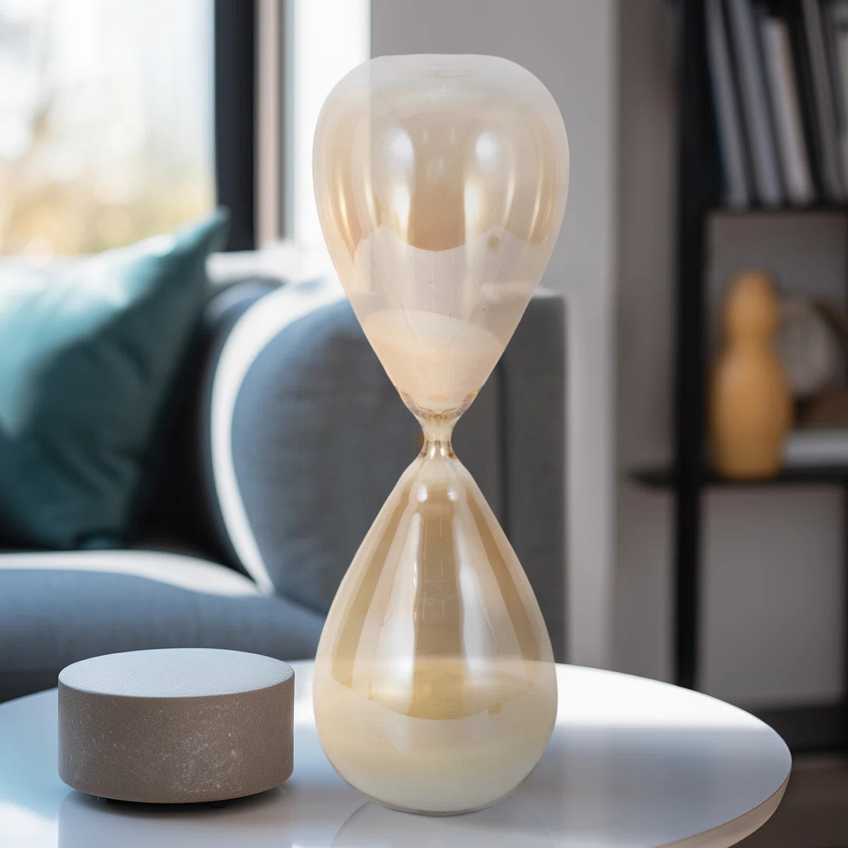 Decorative Objects for Home Decor – Modern Hourglass Sculpture for Kitchen Decor, Shelf Styling, or Decorations for Living Room – Sculptural Decorative Statues and Contemporary Sand Timer Accent