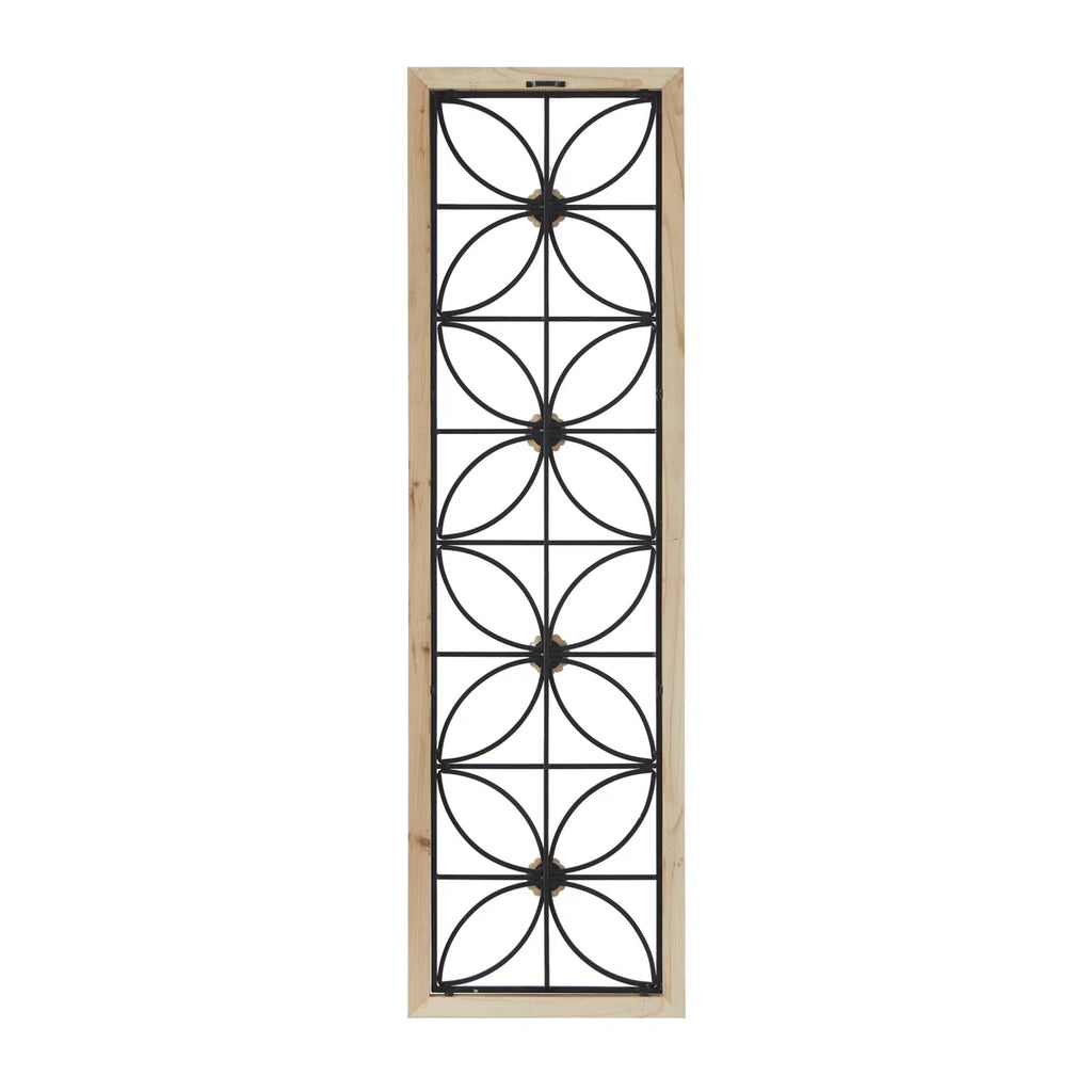Metal Floral Home Wall Decor with Brown Frame