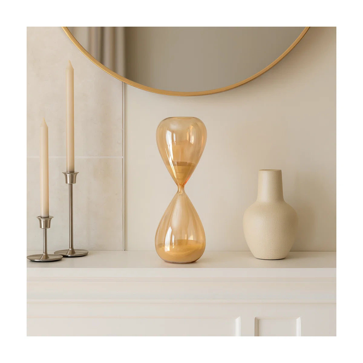 Decorative Objects for Home Decor – Modern Hourglass Sculpture for Kitchen Decor, Shelf Styling, or Decorations for Living Room – Sculptural Decorative Statues and Contemporary Sand Timer Accent
