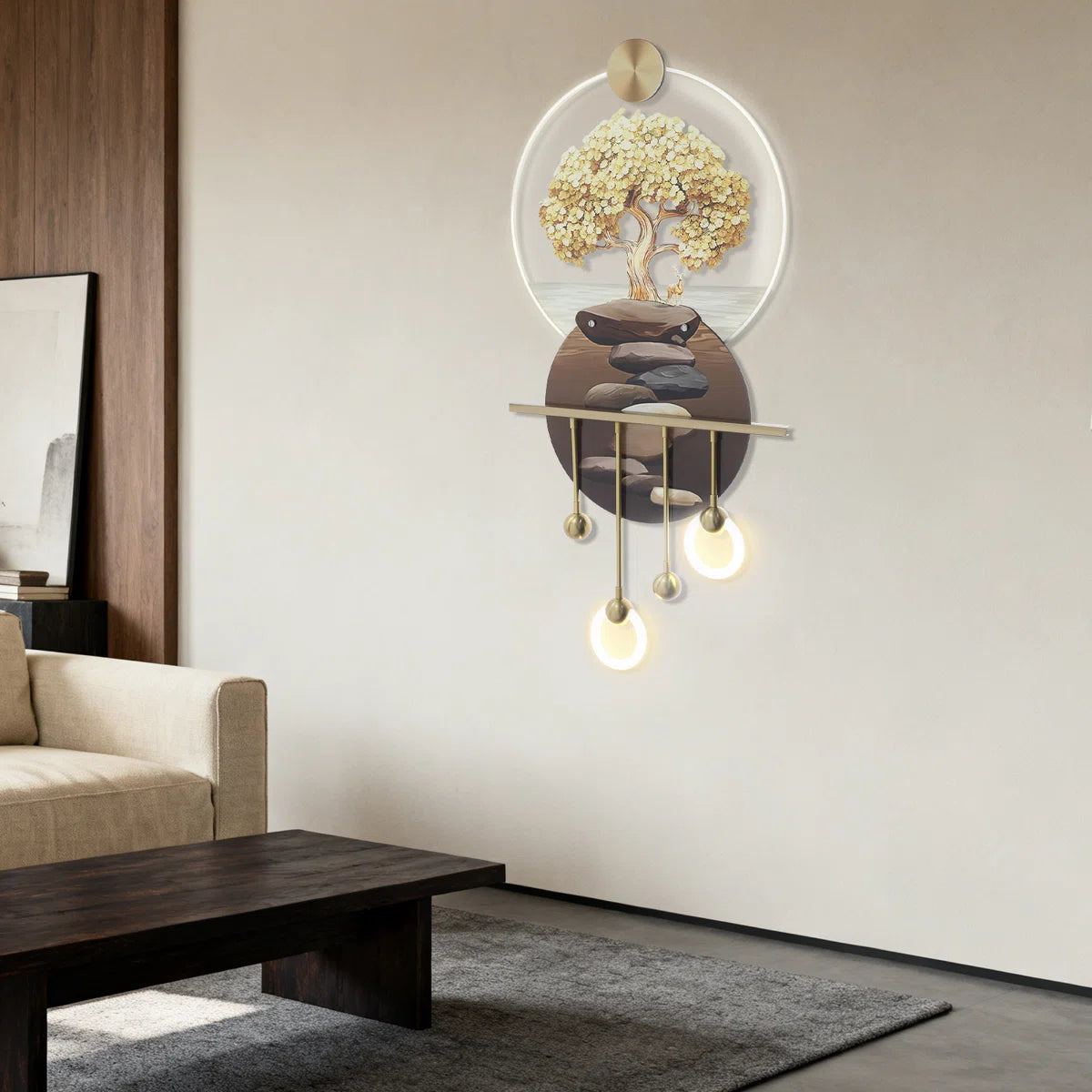 Wall Art Sculpture Painting Home Decor With LED Light And Remote Control For Living Room/Entrance