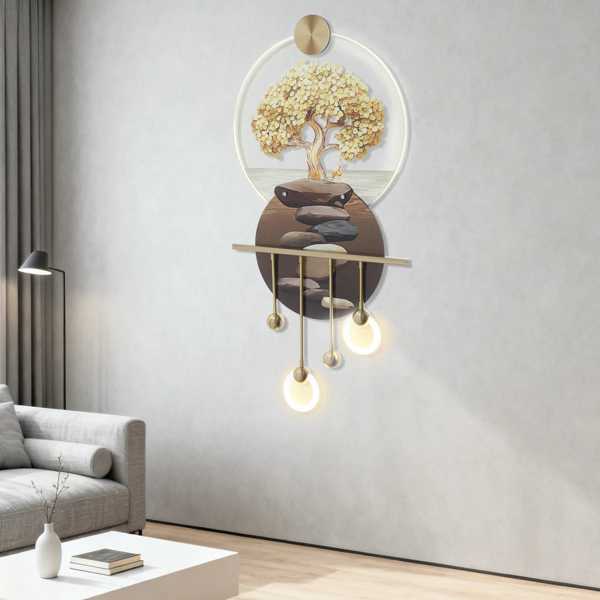 Wall Art Sculpture Painting Home Decor With LED Light And Remote Control For Living Room/Entrance
