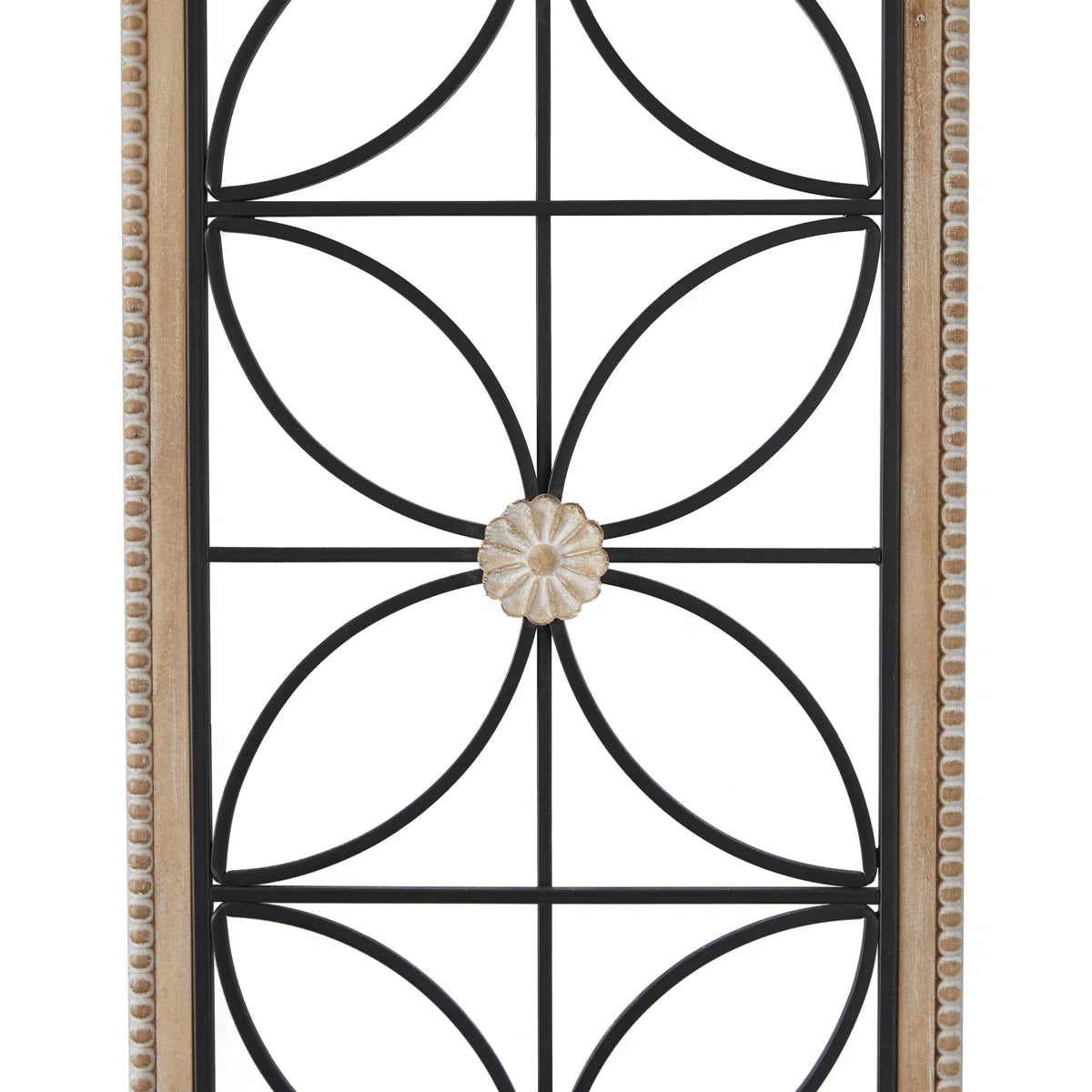 Metal Floral Home Wall Decor with Brown Frame