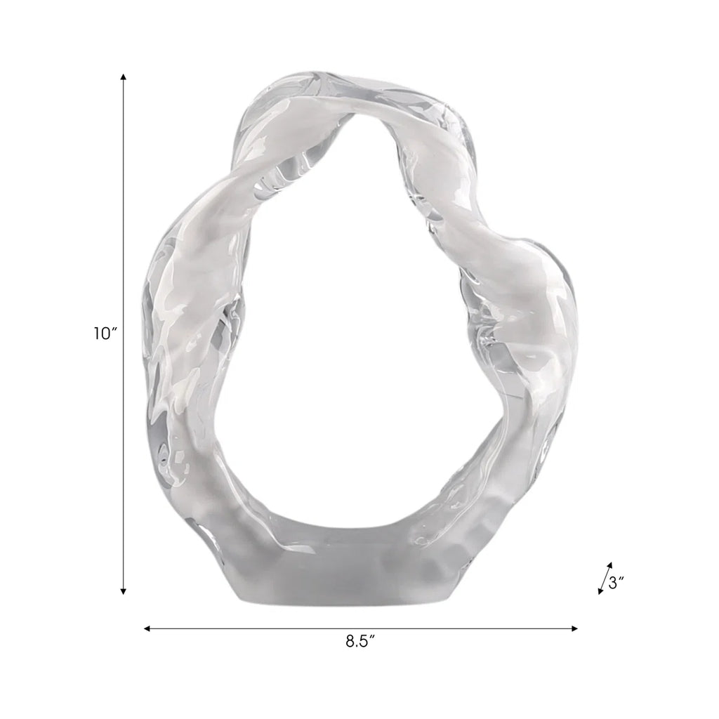 Modern Decorative Glass Sculpture For Table Styling - Elegant Object Decorations For Living Room Decor, Entryway, And Home Decor Accent - 10", White