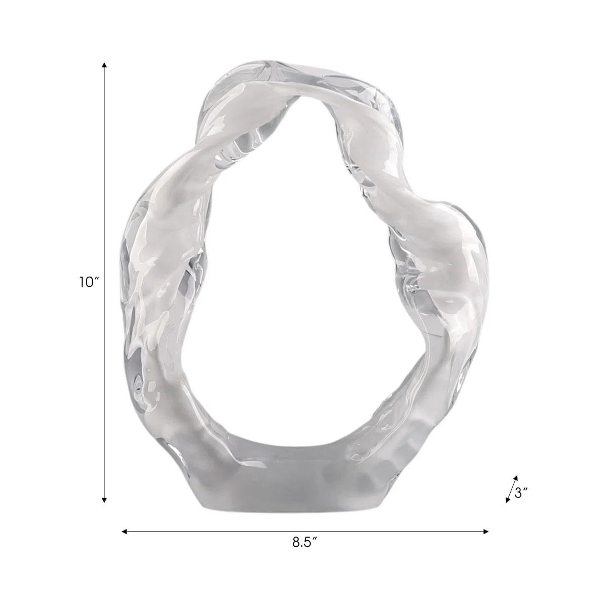 Modern Decorative Glass Sculpture For Table Styling - Elegant Object Decorations For Living Room Decor, Entryway, And Home Decor Accent - 10", White