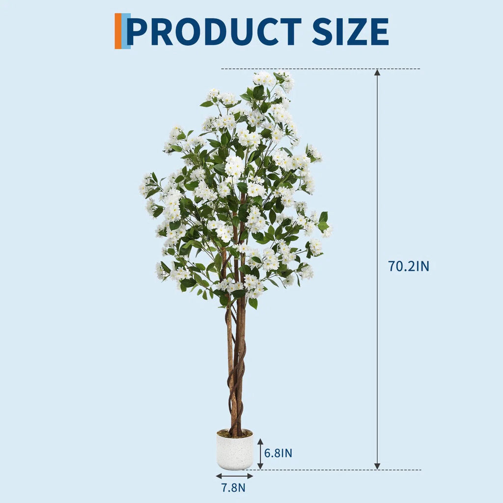 Faux Plant in Pot with Flowers for Indoor Outdoor Decor