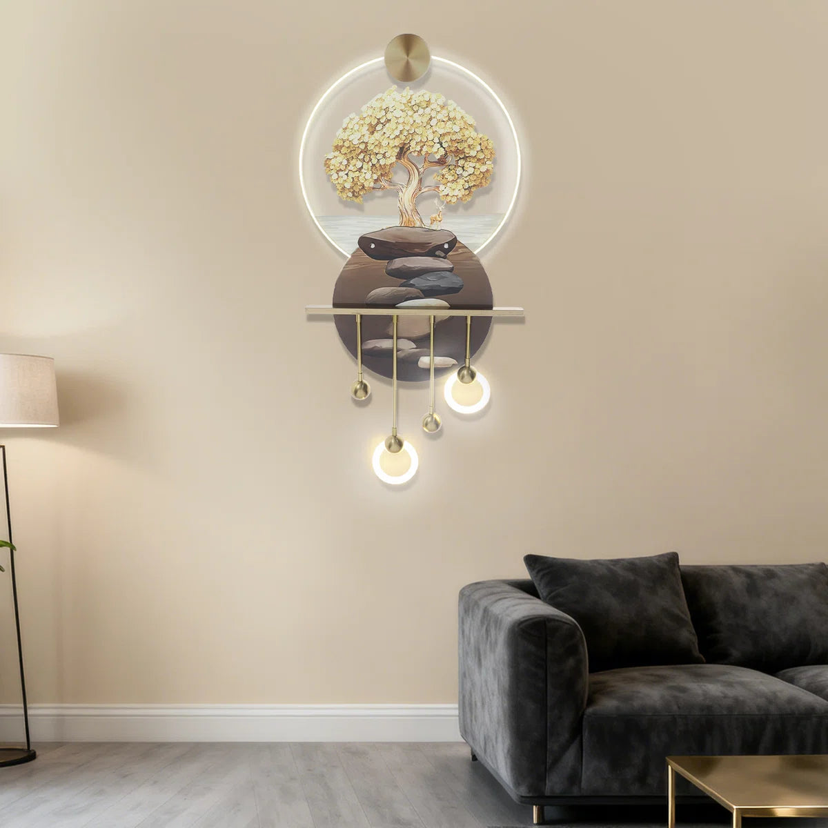 Wall Art Sculpture Painting Home Decor With LED Light And Remote Control For Living Room/Entrance