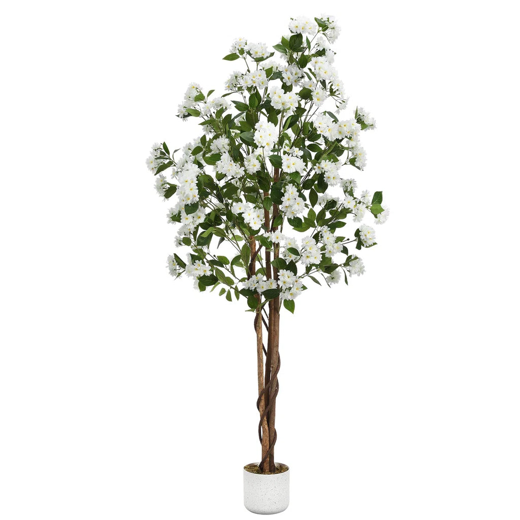 Faux Plant in Pot with Flowers for Indoor Outdoor Decor