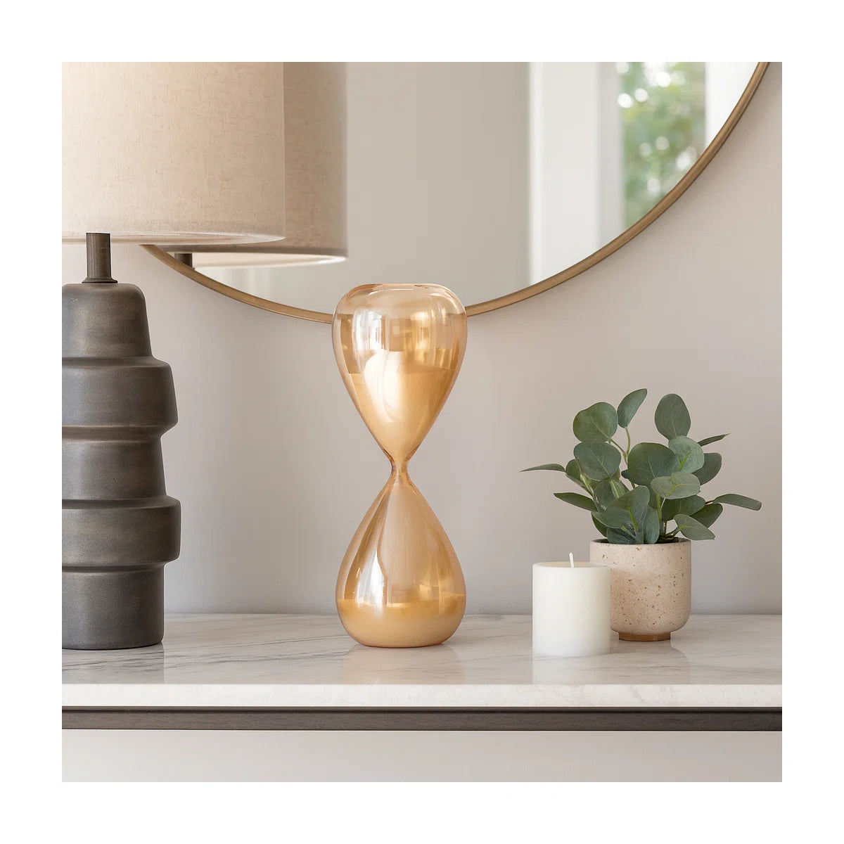 Decorative Objects for Home Decor – Modern Hourglass Sculpture for Kitchen Decor, Shelf Styling, or Decorations for Living Room – Sculptural Decorative Statues and Contemporary Sand Timer Accent
