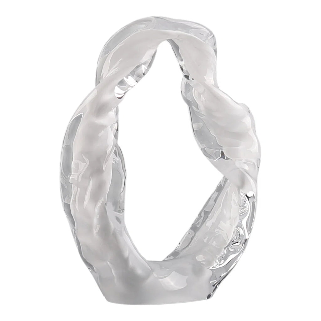Modern Decorative Glass Sculpture For Table Styling - Elegant Object Decorations For Living Room Decor, Entryway, And Home Decor Accent - 10", White