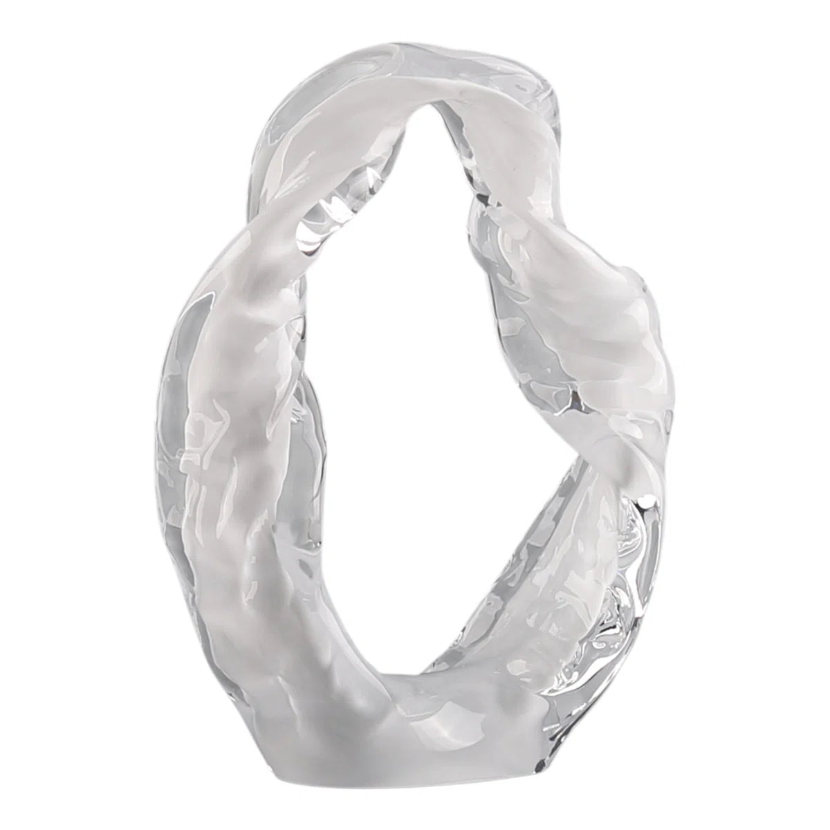 Modern Decorative Glass Sculpture For Table Styling - Elegant Object Decorations For Living Room Decor, Entryway, And Home Decor Accent - 10", White