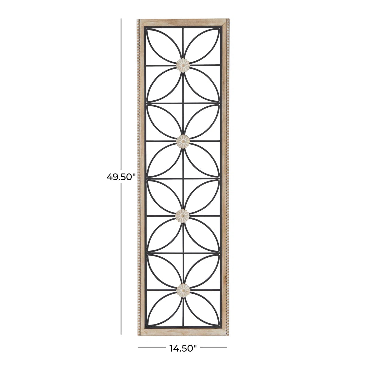 Metal Floral Home Wall Decor with Brown Frame