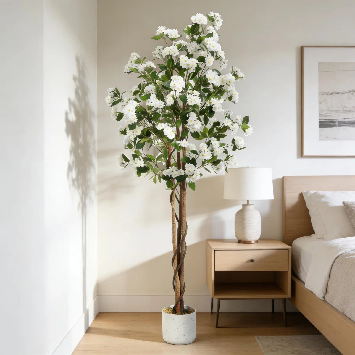 Faux Plant in Pot with Flowers for Indoor Outdoor Decor
