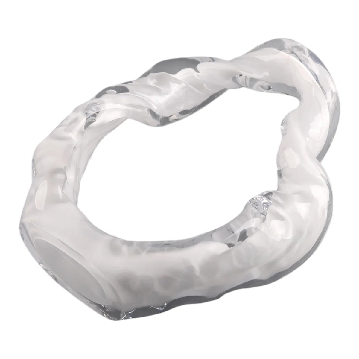 Modern Decorative Glass Sculpture For Table Styling - Elegant Object Decorations For Living Room Decor, Entryway, And Home Decor Accent - 10", White