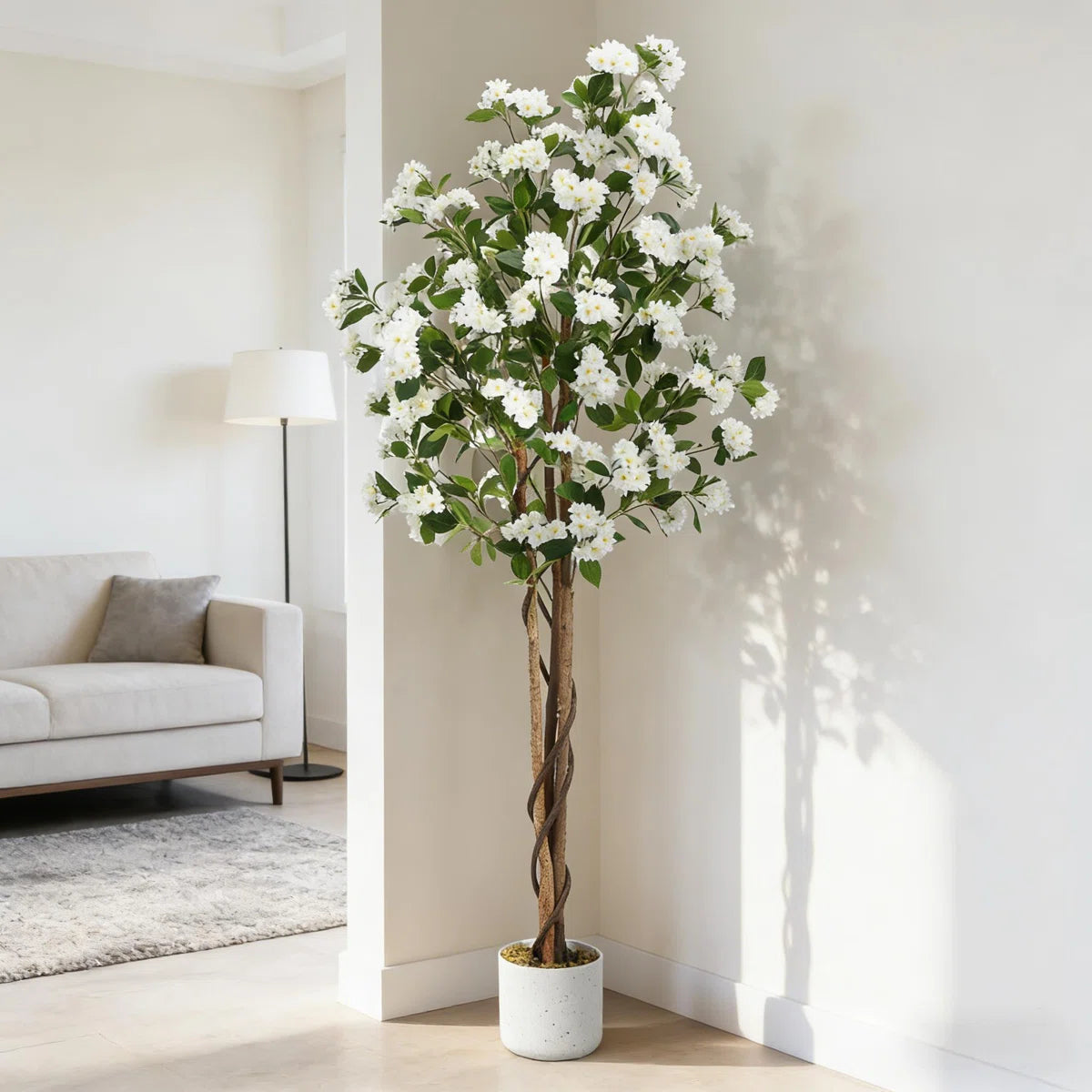 Faux Plant in Pot with Flowers for Indoor Outdoor Decor