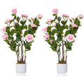 2pcs 29.5in Artificial Camellia Tree in Pot, Lifelike Pink Flowers for Indoor & Outdoor Home Office Decor