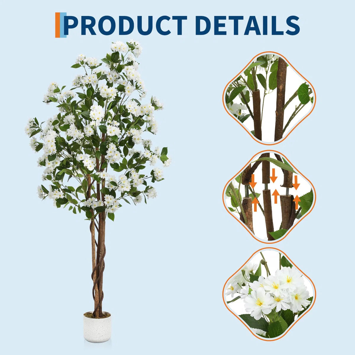 Faux Plant in Pot with Flowers for Indoor Outdoor Decor