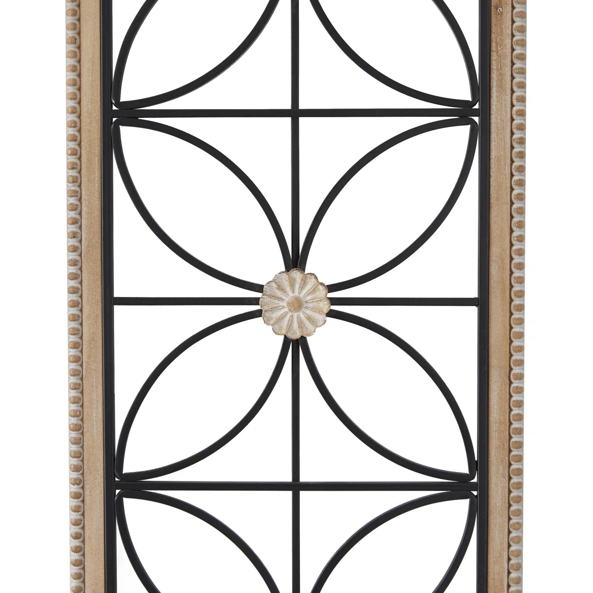 Metal Floral Home Wall Decor with Brown Frame
