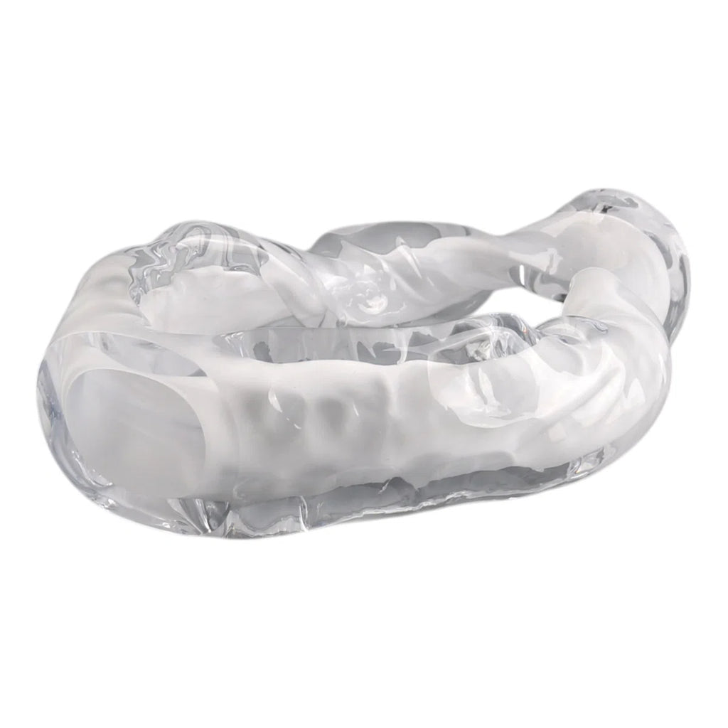 Modern Decorative Glass Sculpture For Table Styling - Elegant Object Decorations For Living Room Decor, Entryway, And Home Decor Accent - 10", White