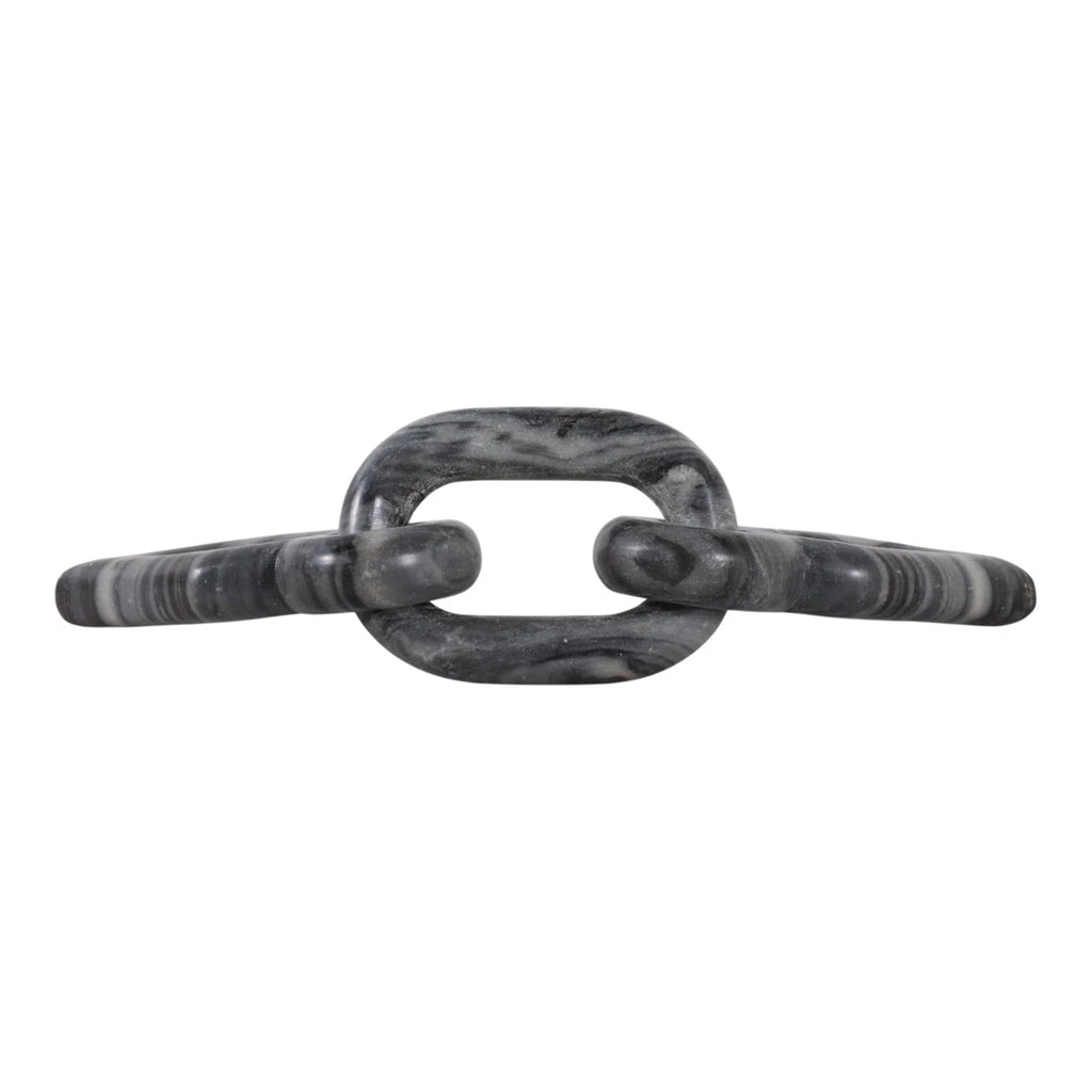 Carved Marble Chain Decorative Objects - Decorative Sculpture For Table And Home Decor - Decorations For Living Room Stone Accent - 16", Gray & White
