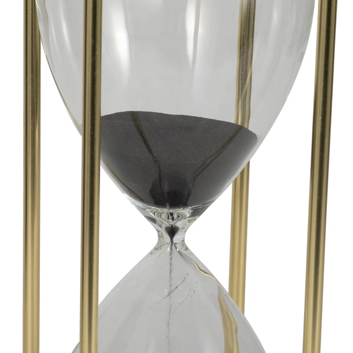 Decorative Hourglass Sculpture Object for Home Decor - Timepiece Metal Statue with Glass Frame for Table or Living Room Decoration - Black