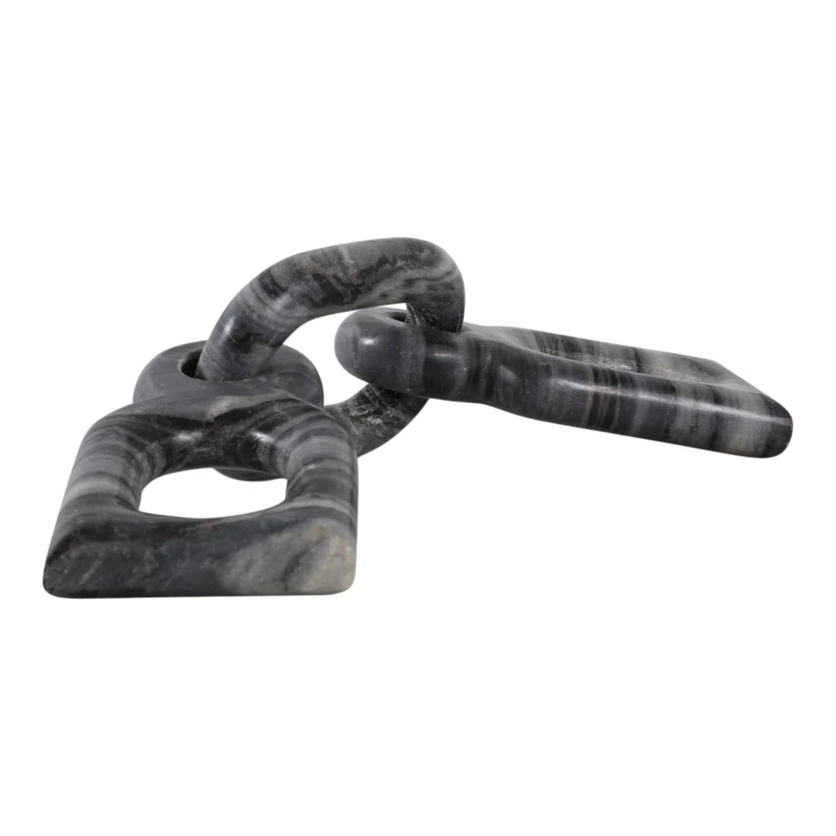 Carved Marble Chain Decorative Objects - Decorative Sculpture For Table And Home Decor - Decorations For Living Room Stone Accent - 16", Gray & White