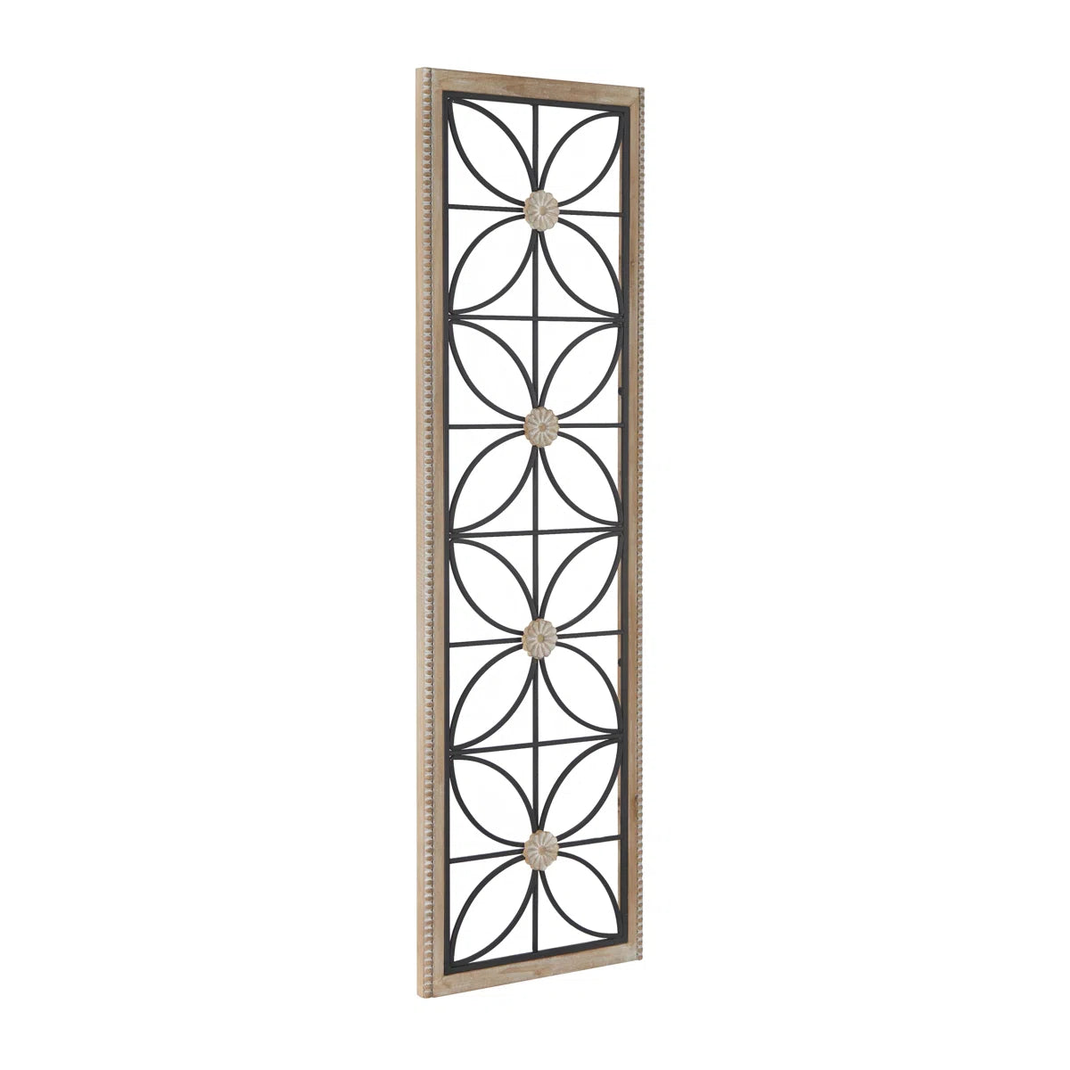 Metal Floral Home Wall Decor with Brown Frame