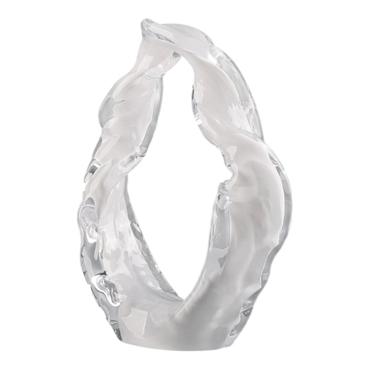 Modern Decorative Glass Sculpture For Table Styling - Elegant Object Decorations For Living Room Decor, Entryway, And Home Decor Accent - 10", White