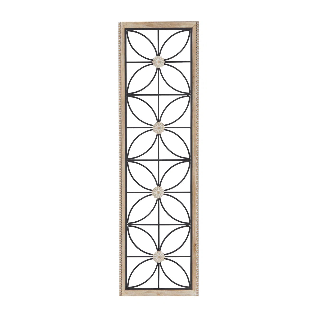 Metal Floral Home Wall Decor with Brown Frame