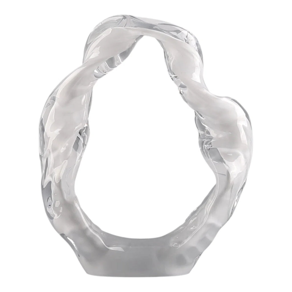 Modern Decorative Glass Sculpture For Table Styling - Elegant Object Decorations For Living Room Decor, Entryway, And Home Decor Accent - 10", White