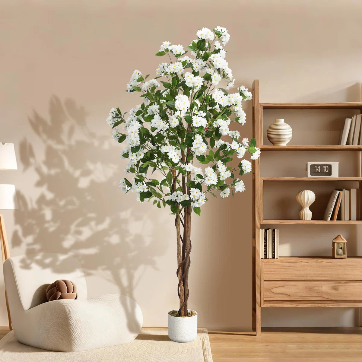 Faux Plant in Pot with Flowers for Indoor Outdoor Decor